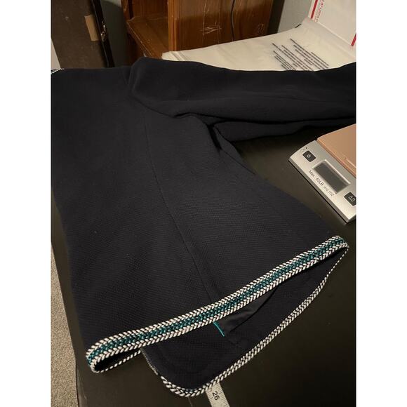 Talbots Jacket Womens 16W Navy Full Zip Tweed Trim Dressy Blazer Work Office - Picture 6 of 7